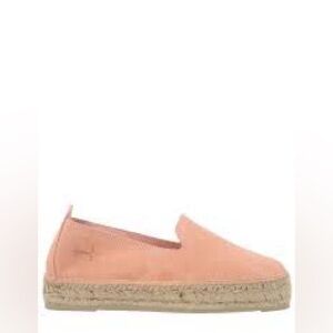 Manebi Hamptons platform espadrille slip on shoes suede womens size 38 peach tan